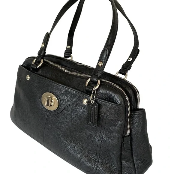 COACH Penelope Black Pebble Leather Shoulder Handbag - Picture 7 of 17